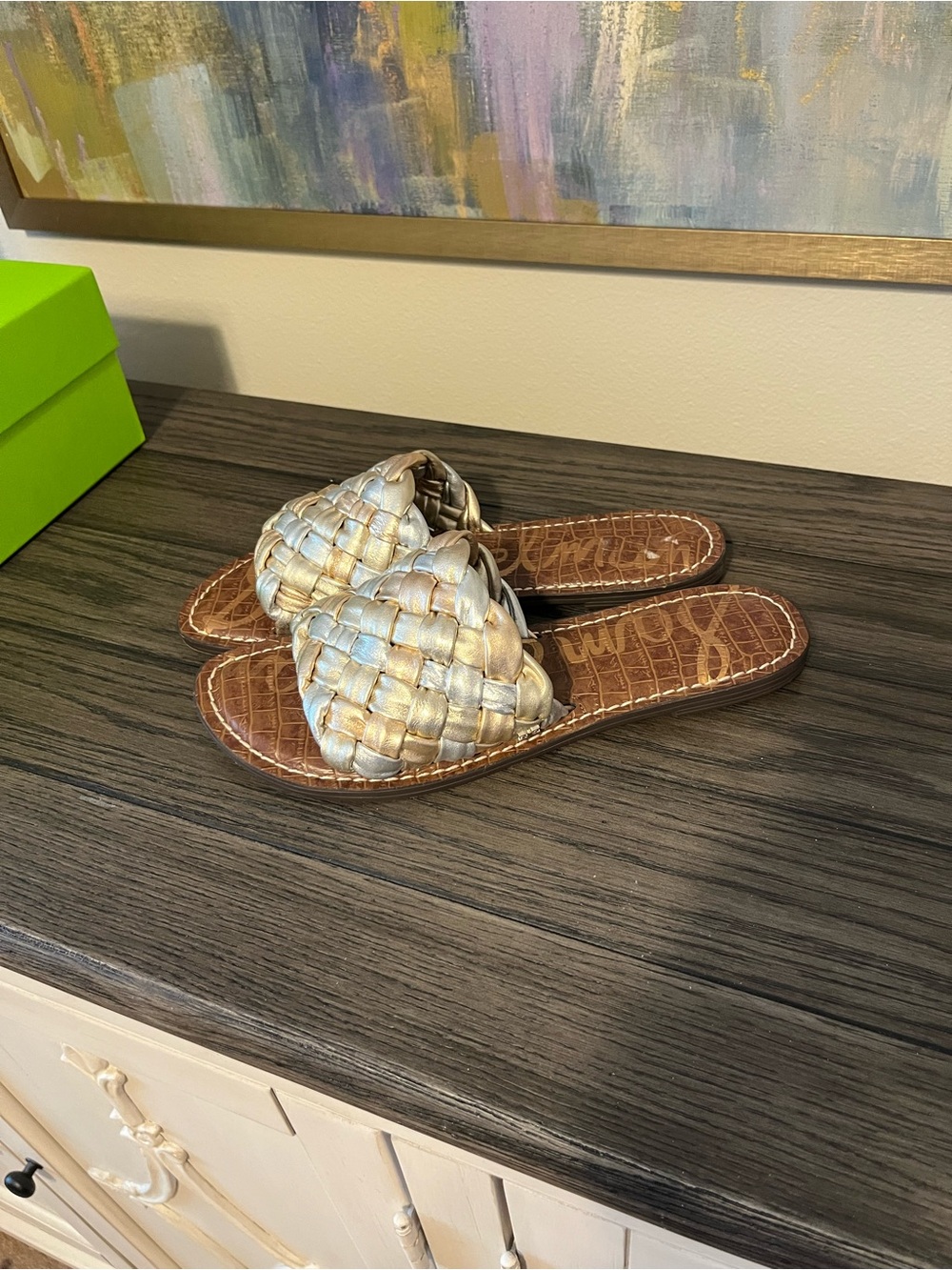 Sam Edelman Griffin Woven metallic leather. W 9.5